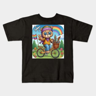 hippie teddybear Kids T-Shirt